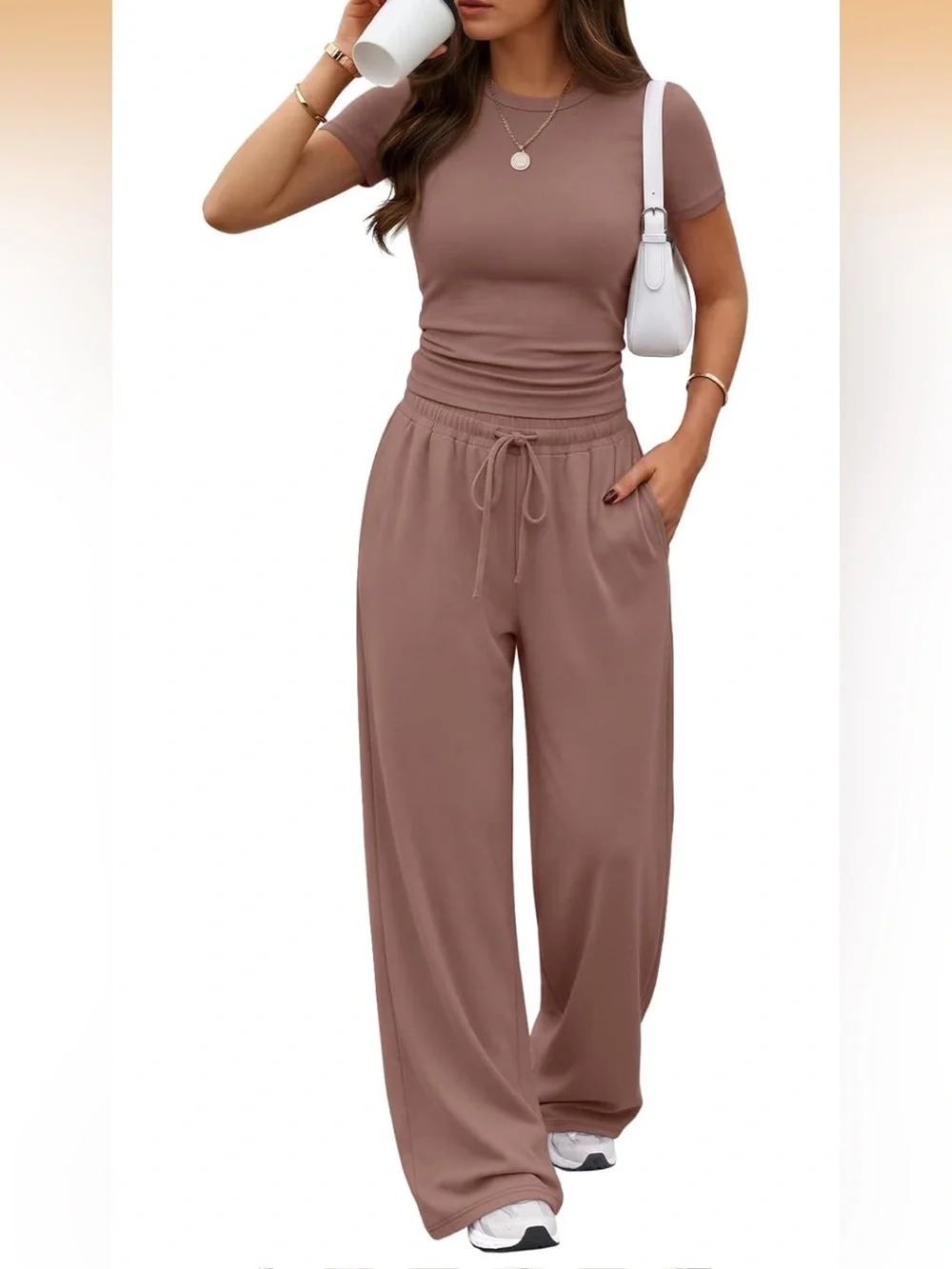 NEW 2 Piece Matching Summer Lounge Set - Mauve Rose, size L